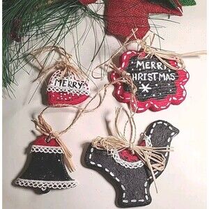 Set Of 4 Handmade & Handpainted Vintage Classic Salt Dough Ornaments